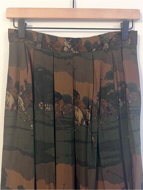 Ralph Lauren Women’s Vintage A-line Pleated Skirt 6 Equestrian Polo Print Rayon